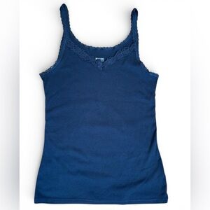 Y2K Black Lace Floral Trim Tank Top Size XL